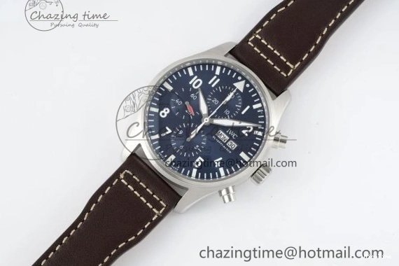 MIROTIME 0520 Pilot Chrono SS AZF 1:1 Best Edition Blue Dial on Brown Leather Strap A TimelessDesign 7060